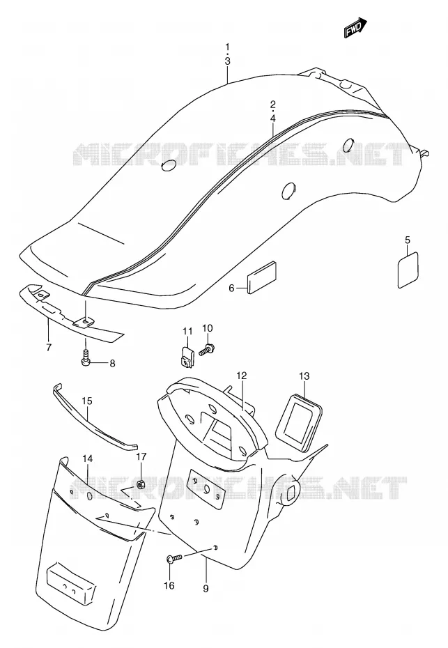 REAR FENDER (MODEL W) Suzuki MOTO 800 MARAUDER 2003  VZ800K3(E2)