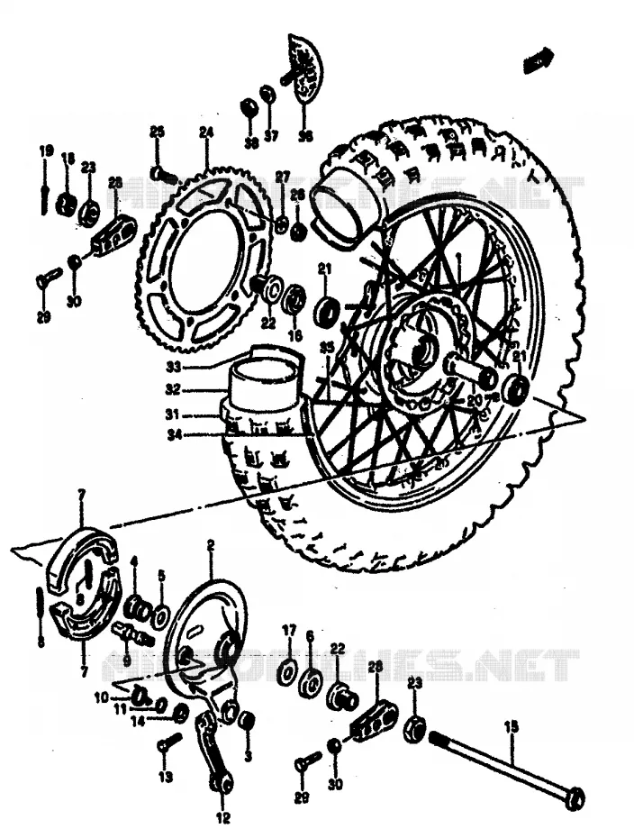 REAR WHEEL (MODEL E) Suzuki MOTO 125 RM 1985  RM125F(E/F)