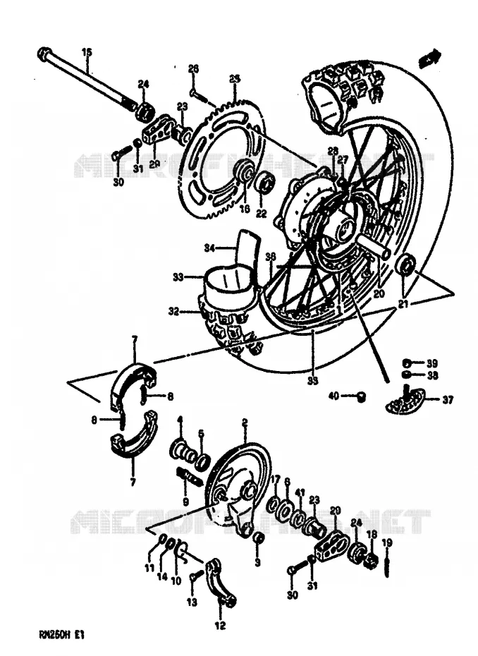 REAR WHEEL (MODEL G) Suzuki MOTO 250 RM 1987  RM250H(G/H)