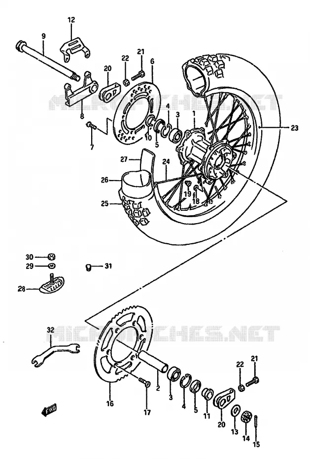 REAR WHEEL (MODEL J) Suzuki MOTO 125 RM 1987  RM125H(G/H/J)