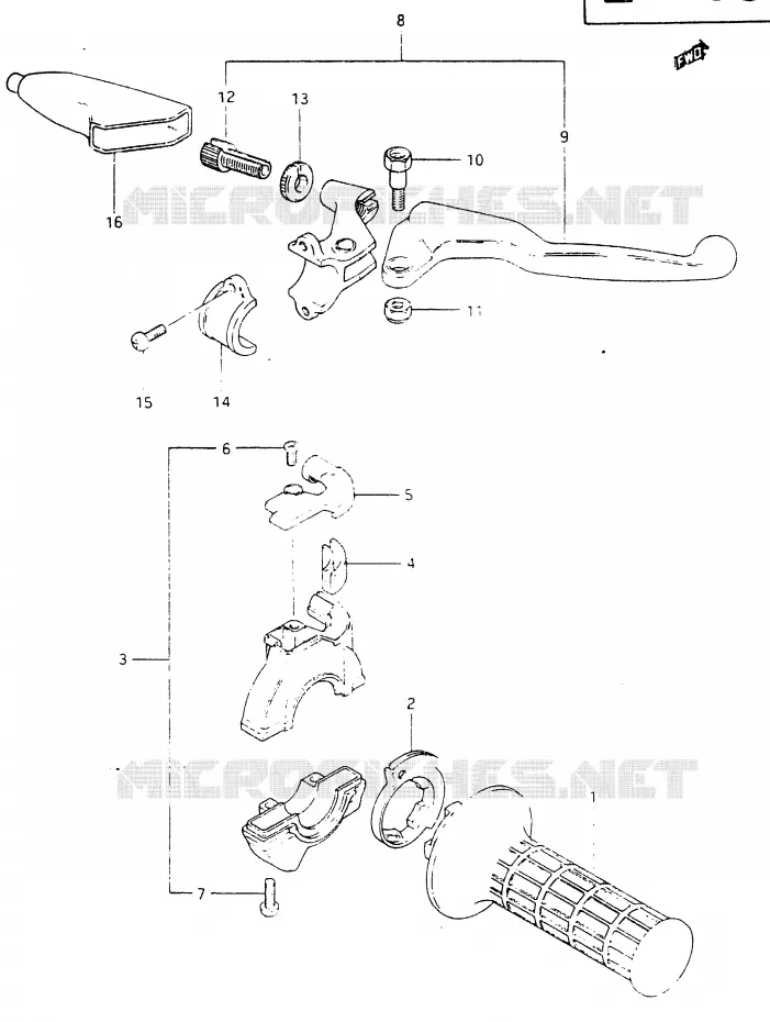 RIGHT SWITCH - HANDGRIP (MODEL Z) Suzuki MOTO 465 RM 1981  RM465X(X/Z)
