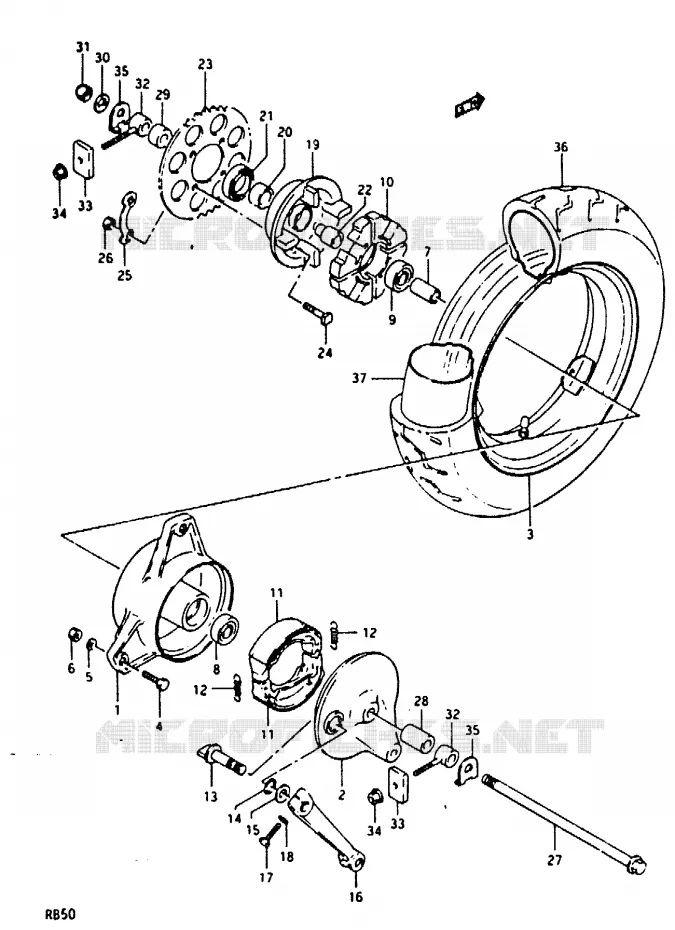 RR WHEEL Suzuki MOTO 50 Autres-modeles 1987  RB50H