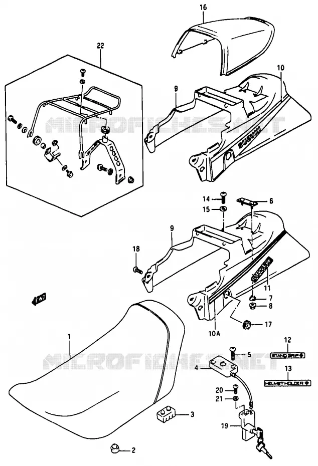 SEAT (MODEL J) Suzuki MOTO 50 RG 1985  RG50F1(D/E/F/1/G/J/K)