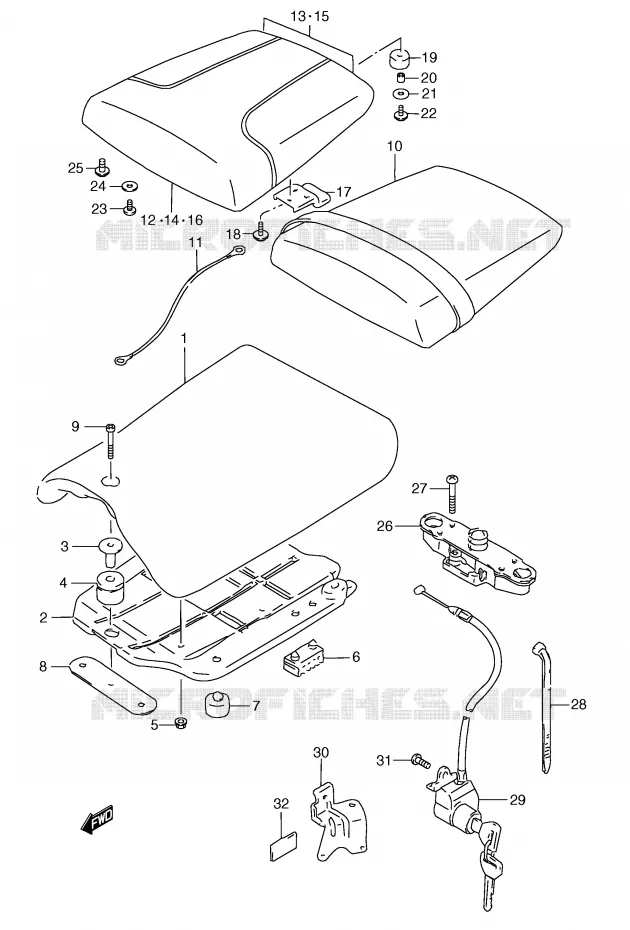 SEAT (MODEL M/N/P) Suzuki MOTO 250 RG 1993  RGV250P(E24)