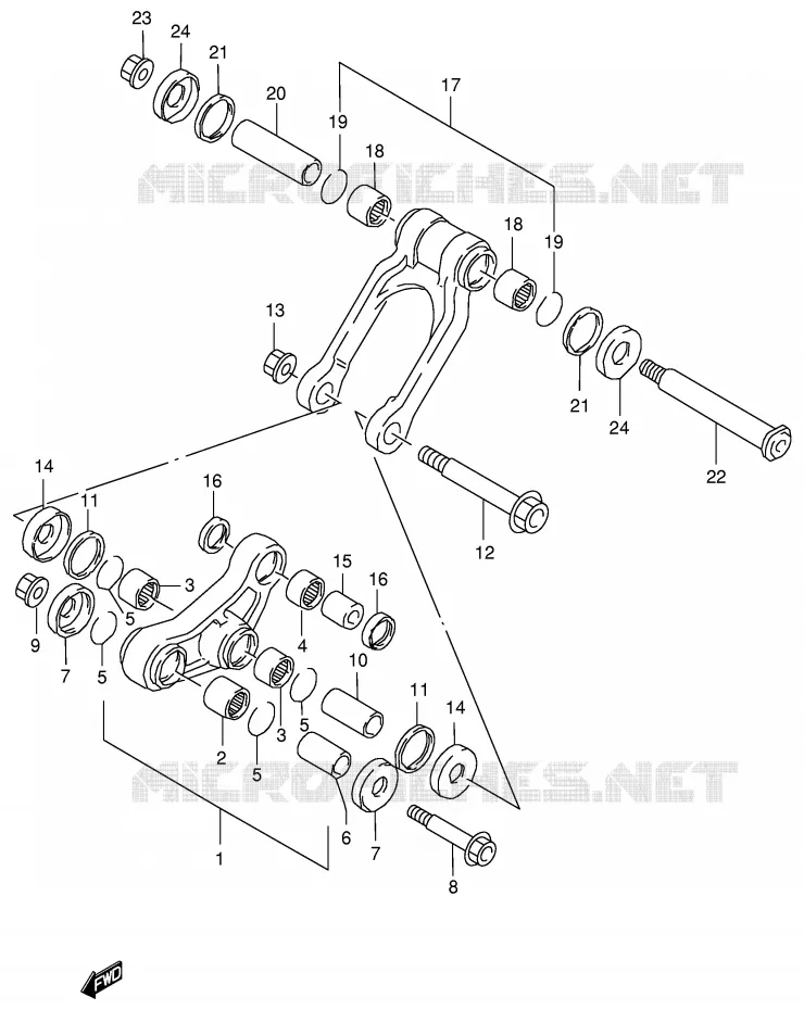 SHOCK ABSORBER LINKAGE (MODEL T/V) Suzuki MOTO 125 RM 2000  RM125Y(E2)