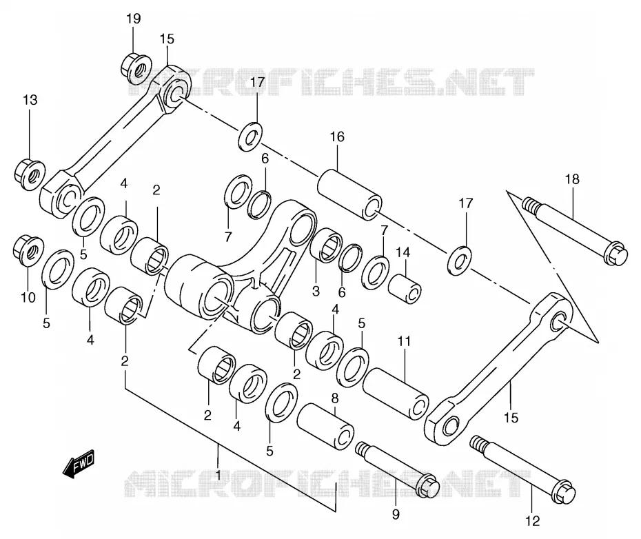 SHOCK ABSORBER LINKAGE (MODEL Y) Suzuki MOTO 125 RM 1996  RM125T(E2)