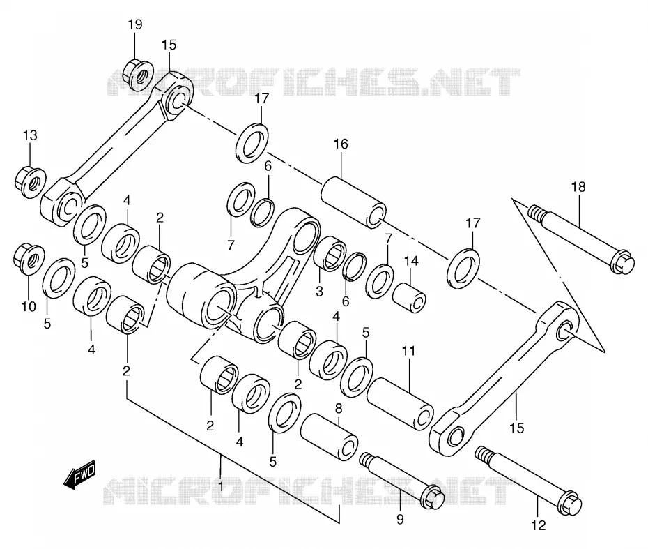 SHOCK ABSORBER LINKAGE (MODEL Y) Suzuki MOTO 250 RM 1999  RM250X(E3/E28)