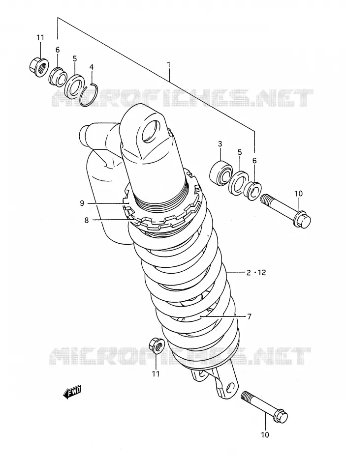 SHOCK ABSORBER (MODEL M) Suzuki MOTO 250 RM 1992  RM250 N (E03,E28,E33)