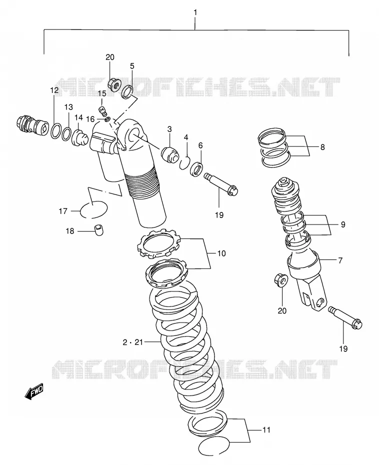SHOCK ABSORBER (MODEL T) Suzuki MOTO 250 RM 1999  RM250X(E3/E28)