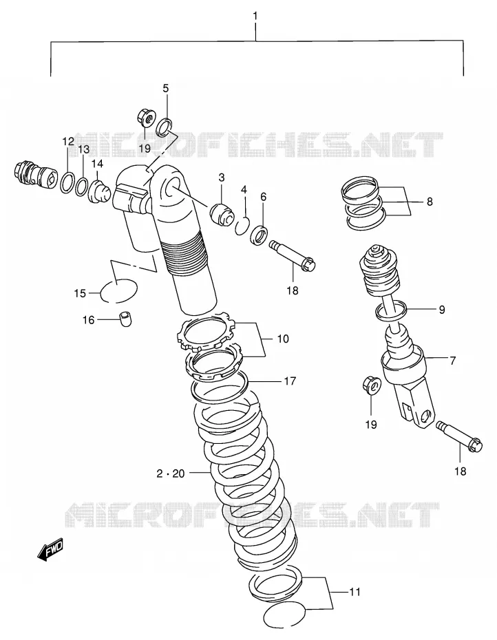 SHOCK ABSORBER (MODEL W) Suzuki MOTO 250 RM 2000  RM250Y(E3/E28)