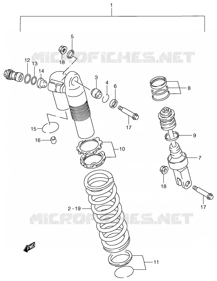 SHOCK ABSORBER (MODEL X) Suzuki MOTO 125 RM 1998  RM125W(E2)
