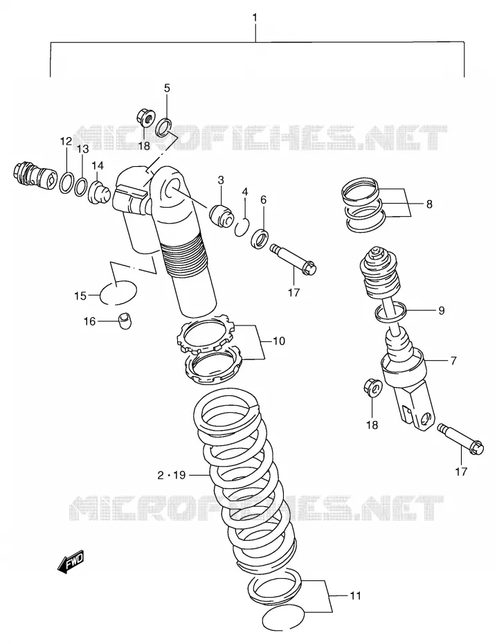 SHOCK ABSORBER (MODEL X) Suzuki MOTO 250 RM 2000  RM250Y(E3/E28)