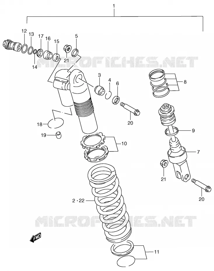 SHOCK ABSORBER (MODEL Y) Suzuki MOTO 125 RM 1997  RM125V(E2)