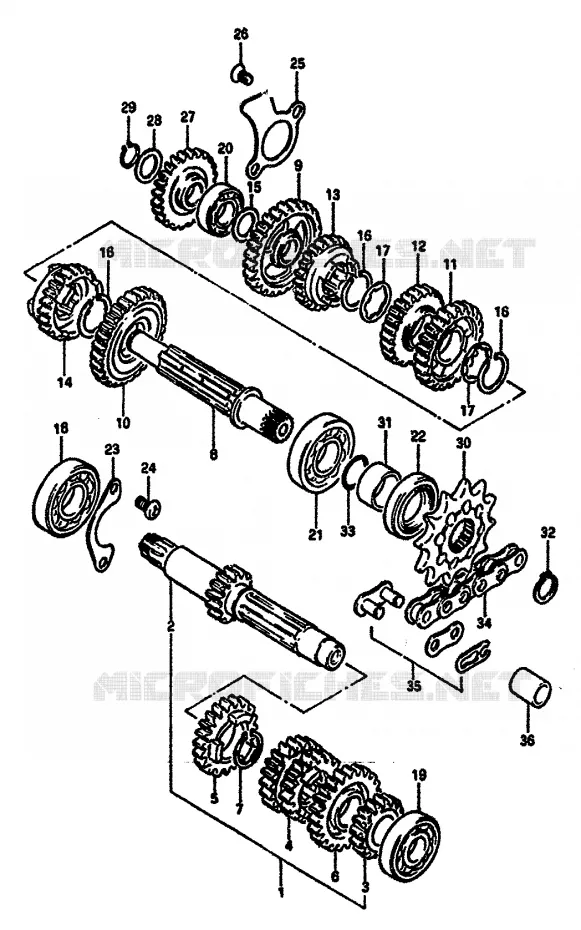 TRANSMISSION (MODEL E) Suzuki MOTO 125 RM 1985  RM125F(E/F)
