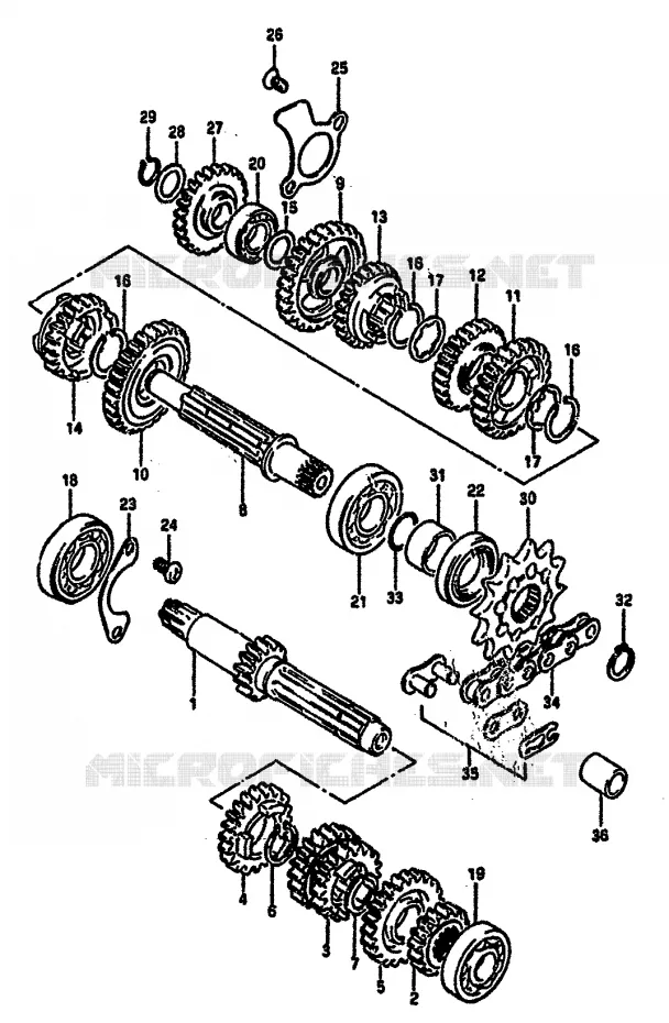 TRANSMISSION (MODEL F) Suzuki MOTO 125 RM 1985  RM125F(E/F)