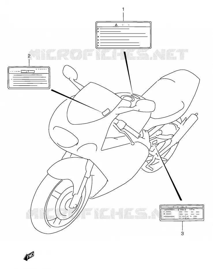 WARNING LABEL Suzuki MOTO 250 RG 1997  RGV250V(E1)