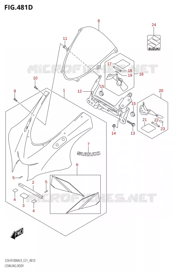 FAIRING - LABELS CHASSIS (GSX-R1000RA) Suzuki MOTO 1000 GSX-R 2019  GSX-R1000RA L9 / GSX-R1000RZA L9 (E21)