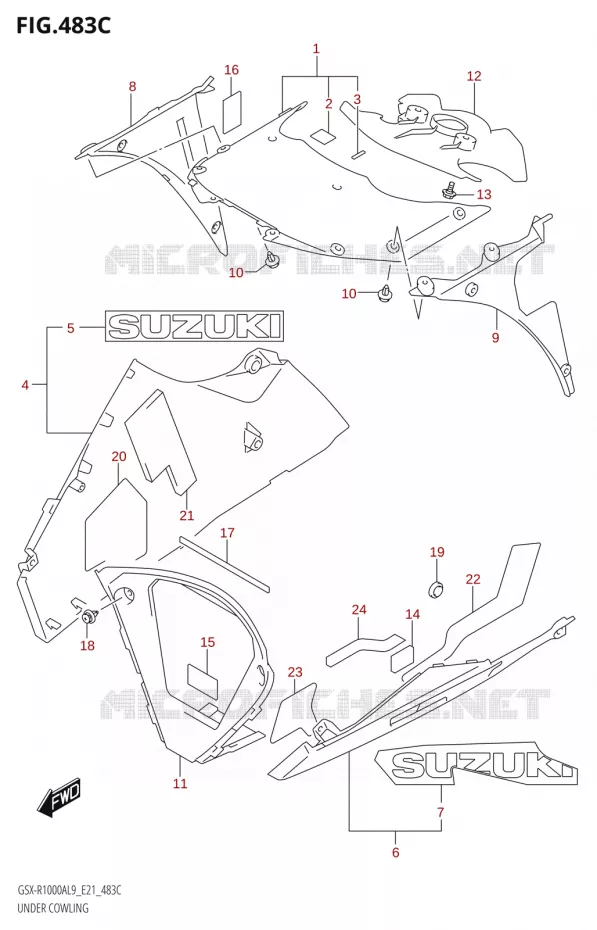 LOWER FAIRINGIEUR (GSX-R1000RA) Suzuki MOTO 1000 GSX-R 2019  GSX-R1000RA L9 / GSX-R1000RZA L9 (E21)