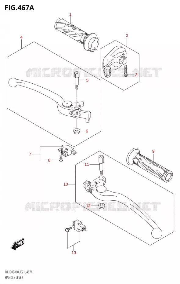 LEVERS - HANDGRIPS Suzuki MOTO 1000 V-STROM 2018  DL1000XA L8 E21