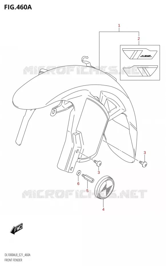 FRONT FENDER (DL1000A:L8:E21) Suzuki MOTO 1000 V-STROM 2018  DL1000AL8 E21