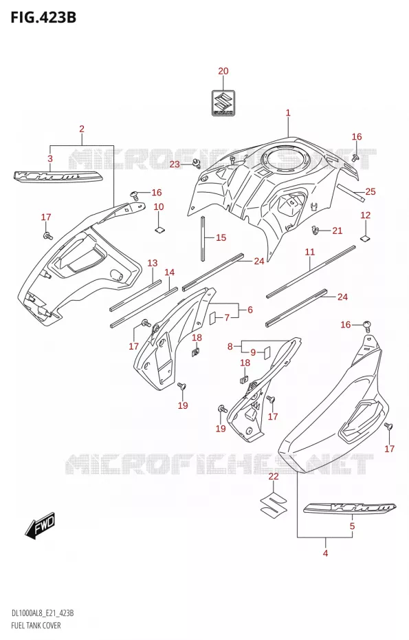 FUEL TANK COVER (DL1000A:L8:E21) Suzuki MOTO 1000 V-STROM 2018  DL1000AL8 E21