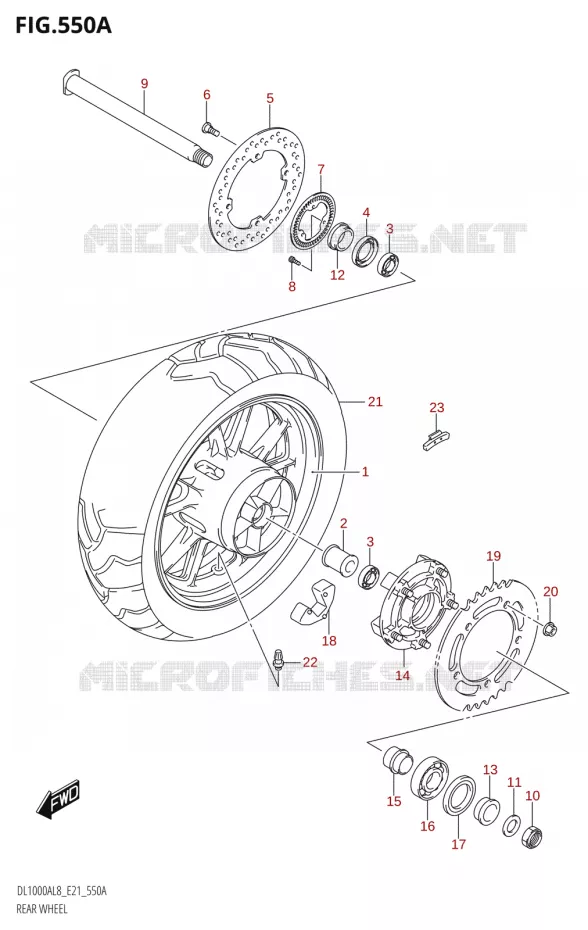 REAR WHEEL (DL1000A:L8:E21) Suzuki MOTO 1000 V-STROM 2018  DL1000AL8 E21