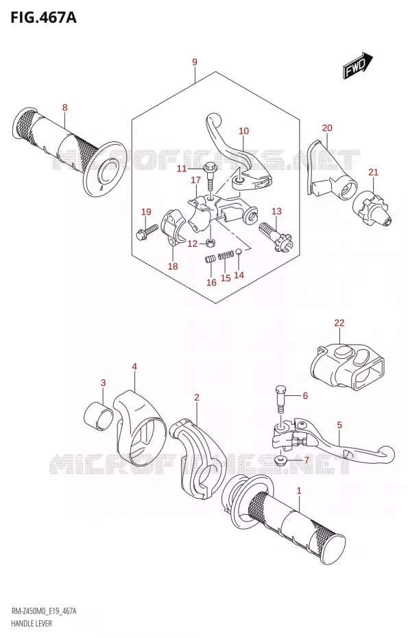 HANDGRIPS - LEVERS  Suzuki MOTO 450 RM-Z 2020  RM-Z450 M0 (E19)