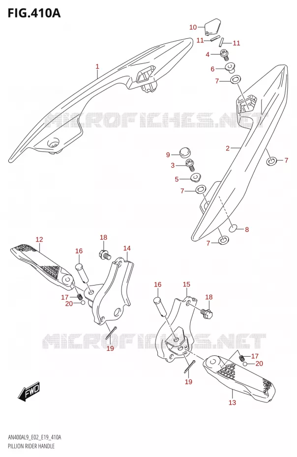 BACKREST Suzuki SCOOTER 400 BURGMAN 2019  AN400A L9 (E02,E19)