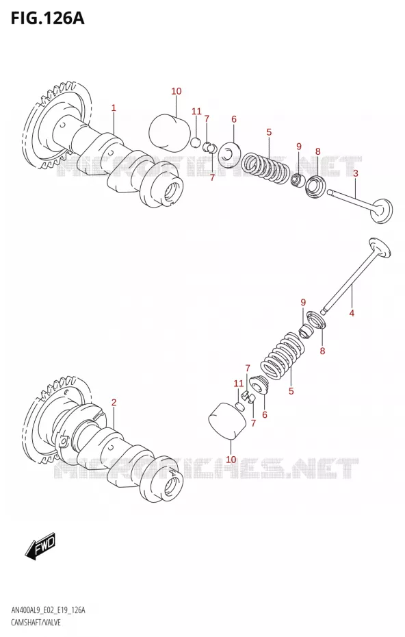 CAMSHAFT - VALVES Suzuki SCOOTER 400 BURGMAN 2019  AN400A L9 (E02,E19)