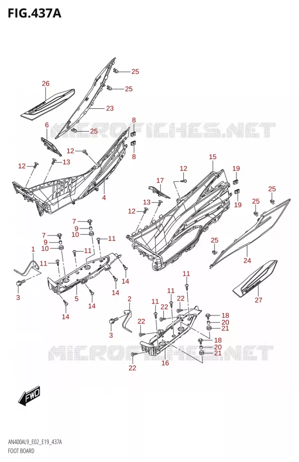 FOOTREST Suzuki SCOOTER 400 BURGMAN 2019  AN400A L9 (E02,E19)