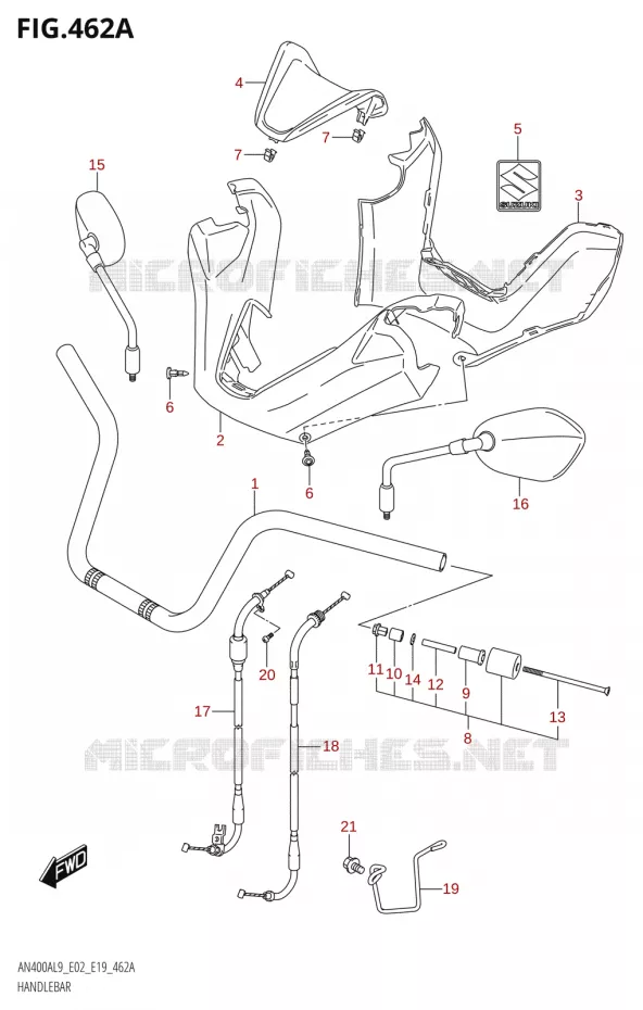 HANDLEBAR Suzuki SCOOTER 400 BURGMAN 2019  AN400A L9 (E02,E19)