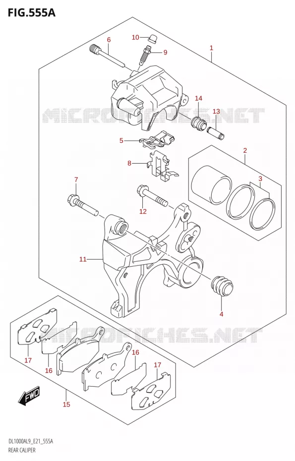REAR CALIPER Suzuki MOTO 1000 V-STROM 2019  DL1000A L9 (E21)