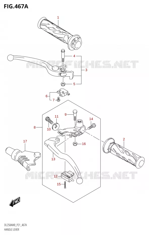 HANDGRIPS - LEVERS  Suzuki MOTO 250 V-STROM 2020  DL250A M0 / DL250RLZ M0 (P21)