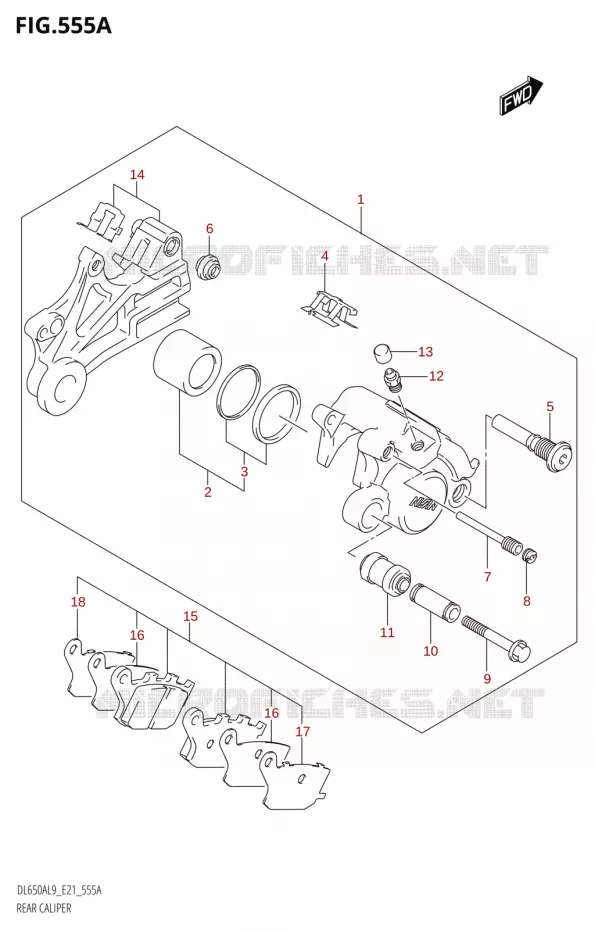 REAR CALIPER Suzuki MOTO 650 V-STROM 2019  DL650A L9 (E21)