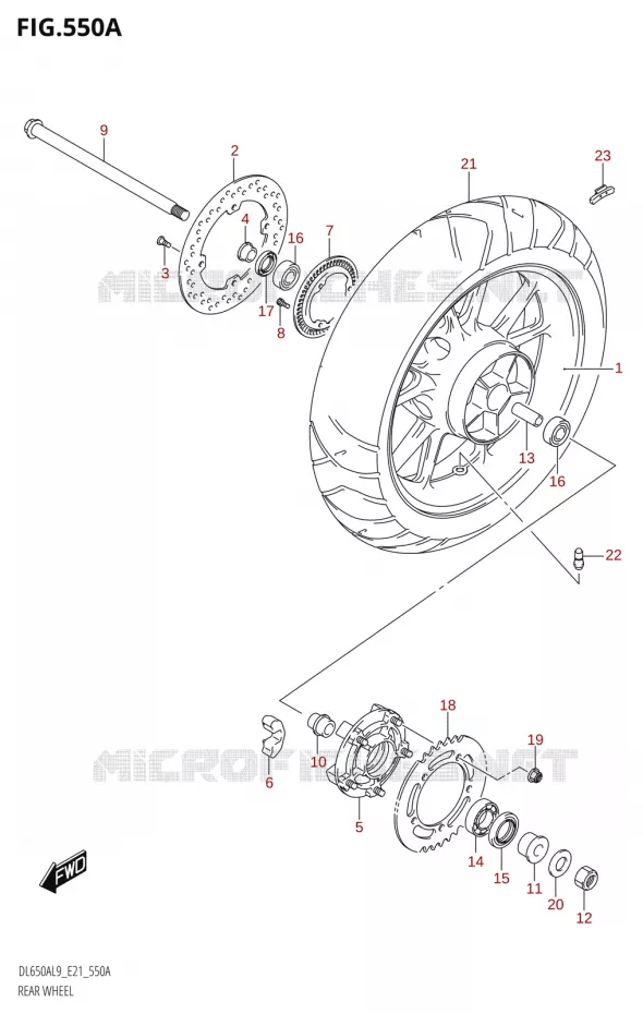 REAR WHEELL650A,DL650AUE) Suzuki MOTO 650 V-STROM 2019  DL650XA L9 (E21)