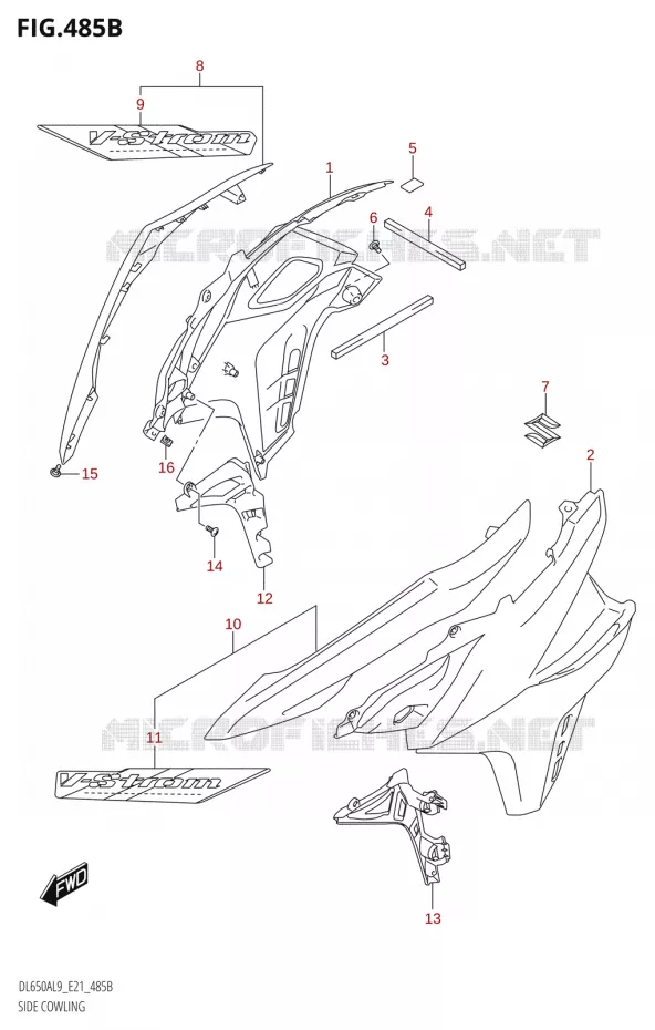 SIDE FAIRING (DL650XA,DL650XAUE) Suzuki MOTO 650 V-STROM 2019  DL650XA L9 (E21)