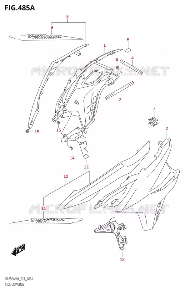 SIDE FAIRING (DL650A,DL650AUE) Suzuki MOTO 650 V-STROM 2020  DL650XA M0 (E21)