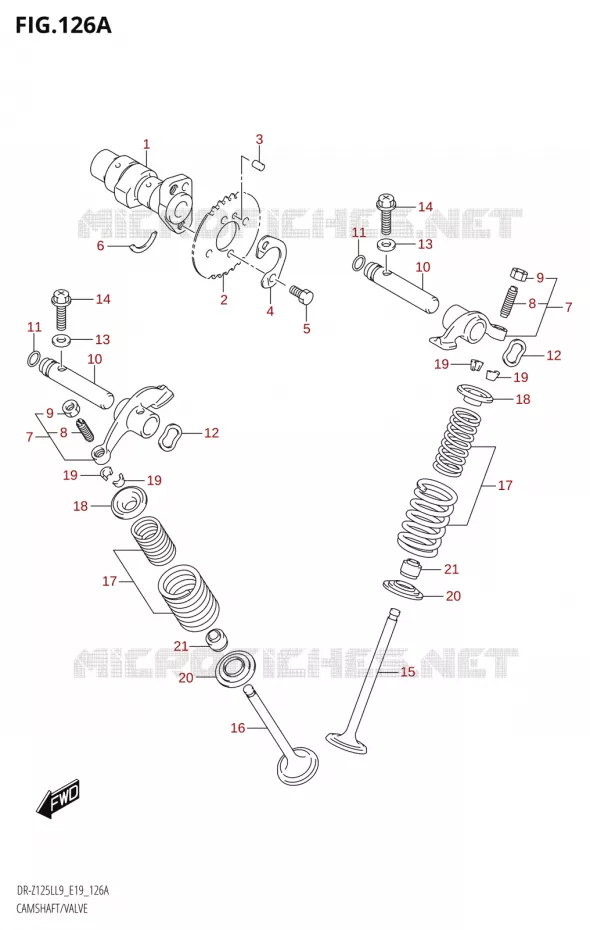 CAMSHAFT - VALVES Suzuki MOTO 125 DR-Z 2019  DR-Z125L L9 (E19)
