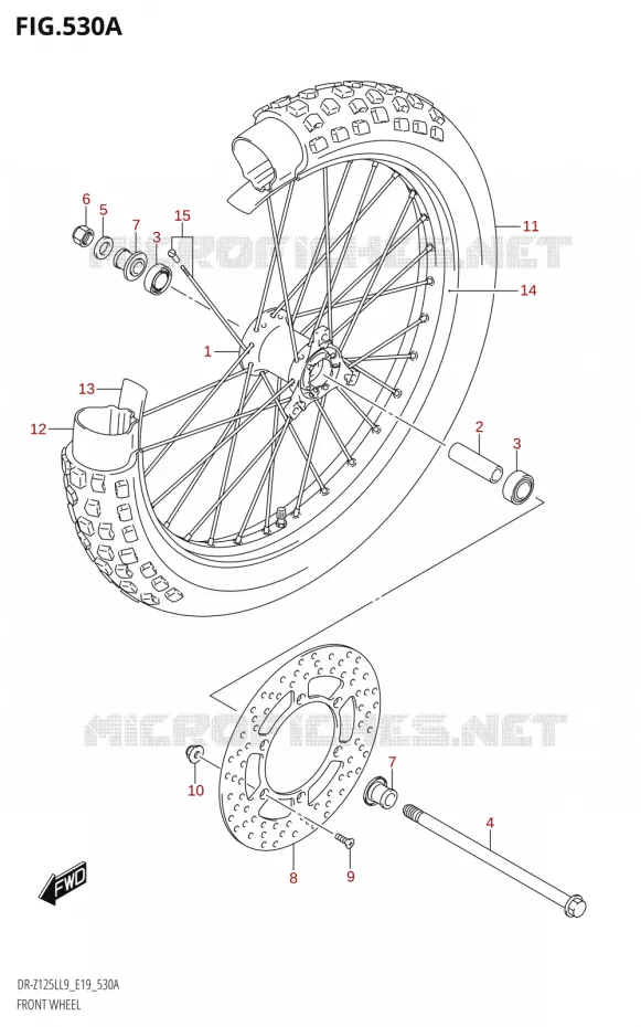 FRONT WHEEL Suzuki MOTO 125 DR-Z 2019  DR-Z125L L9 (E19)