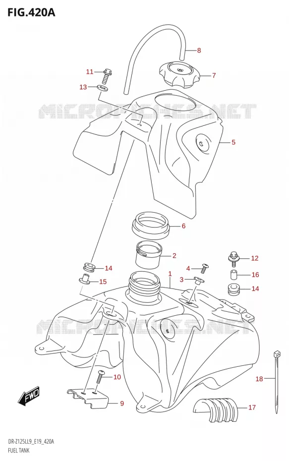 FUEL TANK Suzuki MOTO 125 DR-Z 2019  DR-Z125L L9 (E19)