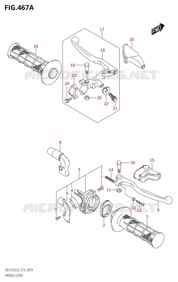 LEVERS - HANDGRIPS Suzuki MOTO 125 DR-Z 2019  DR-Z125L L9 (E19)