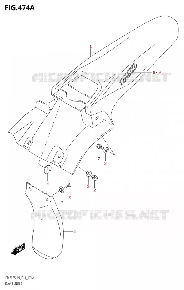 REAR FENDER Suzuki MOTO 125 DR-Z 2019  DR-Z125L L9 (E19)