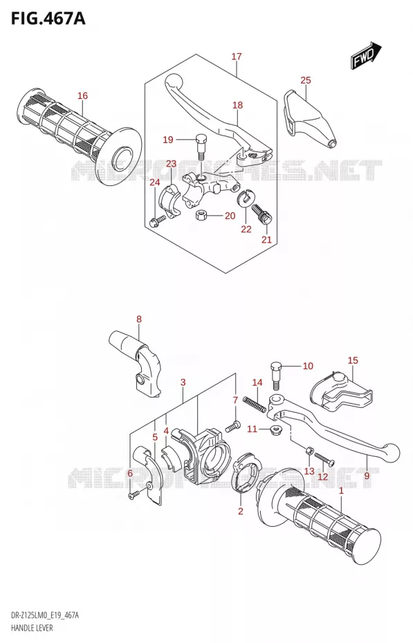 HANDGRIPS - LEVERS  Suzuki MOTO 125 DR-Z 2020  DR-Z125L M0 (E19)