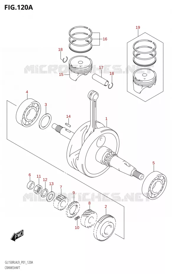 CRANKSHAFT Suzuki MOTO 150 INTRUDER 2019  GL150RLA L9 (P01)