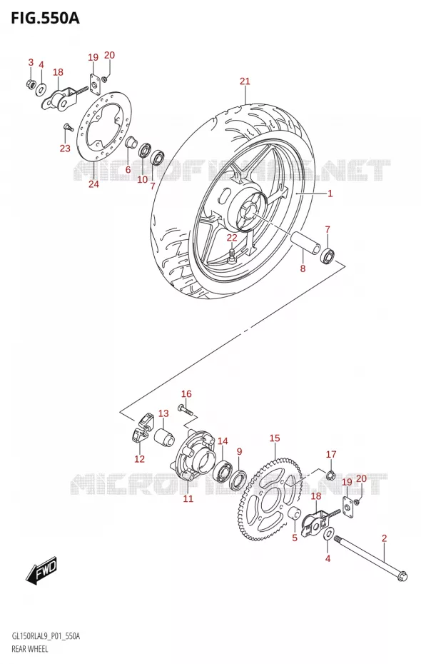 REAR WHEEL Suzuki MOTO 150 INTRUDER 2019  GL150RLA L9 (P01)