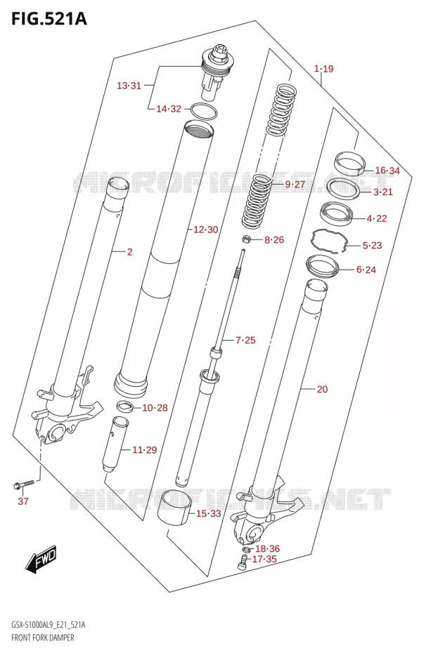 FRONT FORK Suzuki MOTO 1000 GSX-S 2019  GSX-S1000YA L9 (E21)