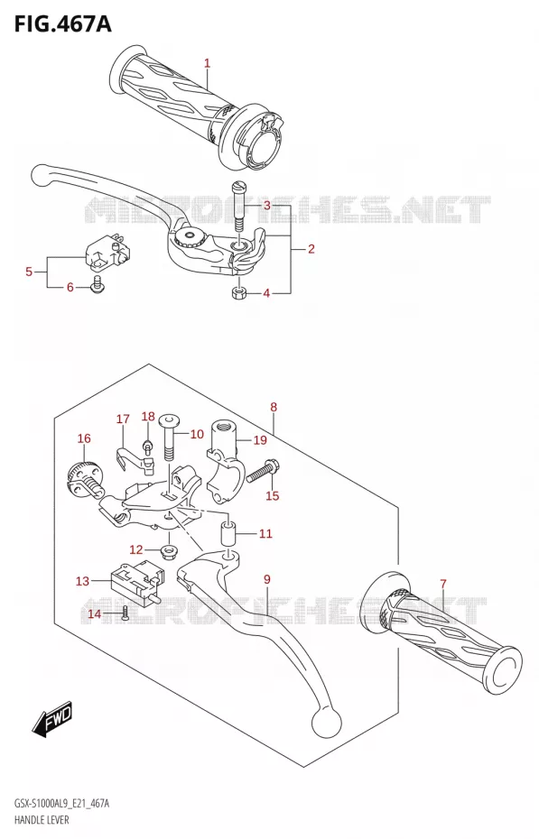 HANDGRIPS - LEVERS  Suzuki MOTO 1000 GSX-S 2019  GSX-S1000YA L9 (E21)