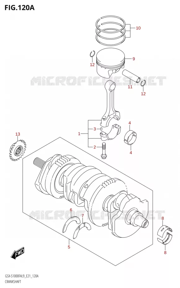 CRANKSHAFT Suzuki MOTO 1000 GSX-S 2019  GSX-S1000FYA L9 (E21)