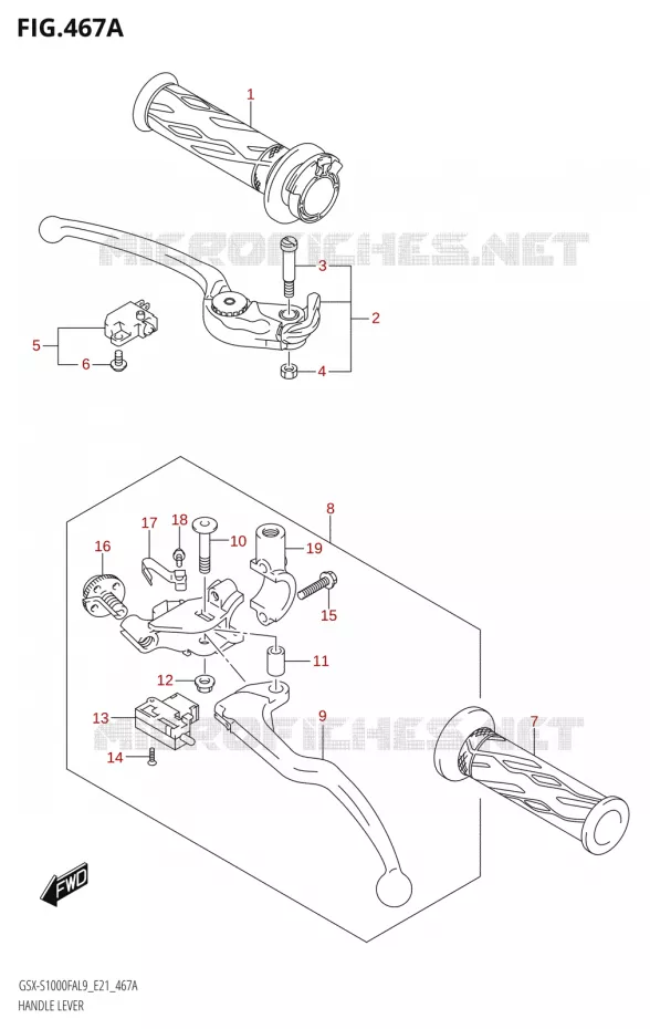 LEVERS - HANDGRIPS Suzuki MOTO 1000 GSX-S 2019  GSX-S1000FYA L9 (E21)
