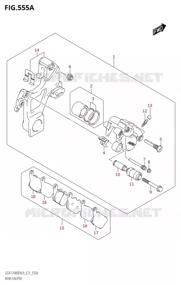 REAR CALIPER Suzuki MOTO 1000 GSX-S 2019  GSX-S1000FZAUF L9 (E21)